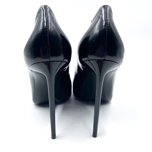 Saint Laurent Teddy 105 Pumps Black Patent High Vamp Pointed Toe Heels Sz 38 / 8 - Picture 6 of 8
